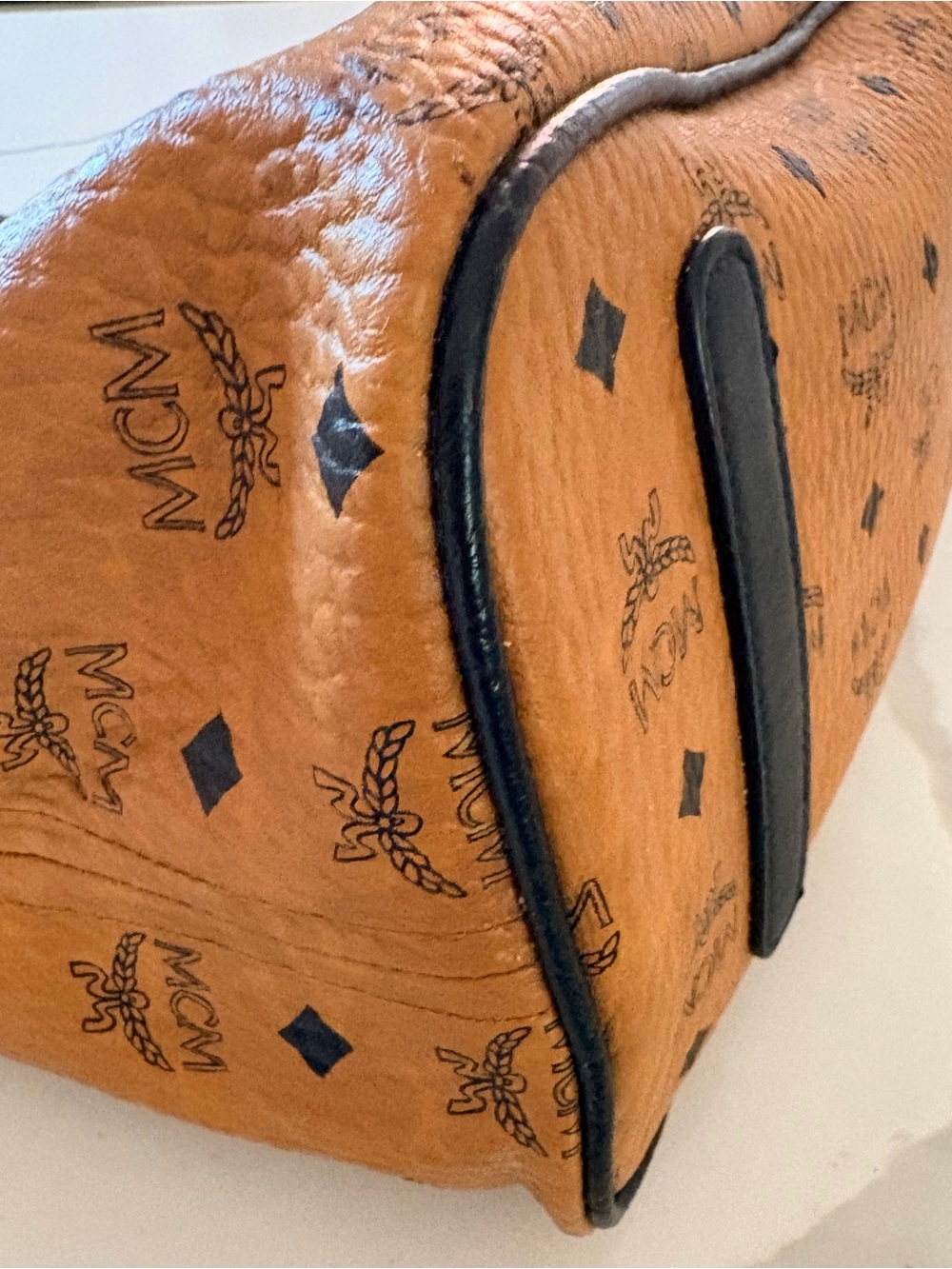 MCM Reversible Cognac Coated Canvas Tote with Matching Pouch - Picture 4 of 12